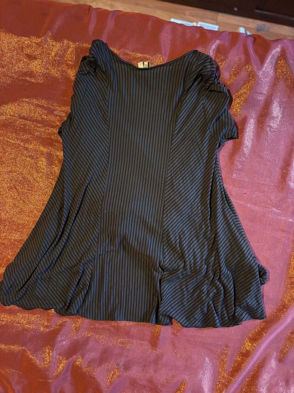 Comfy USA Tunic Top Womens L Black Stripe Long Sleeve Swing A Line Soft Jersey